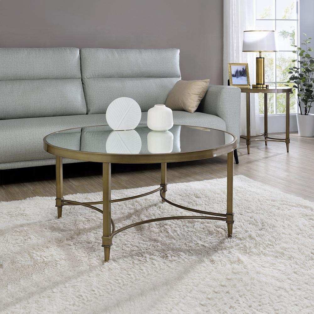 ACME Furniture - Aditya End Table - Mirrored & Antique Brass Finish - LV02736 veiw 3