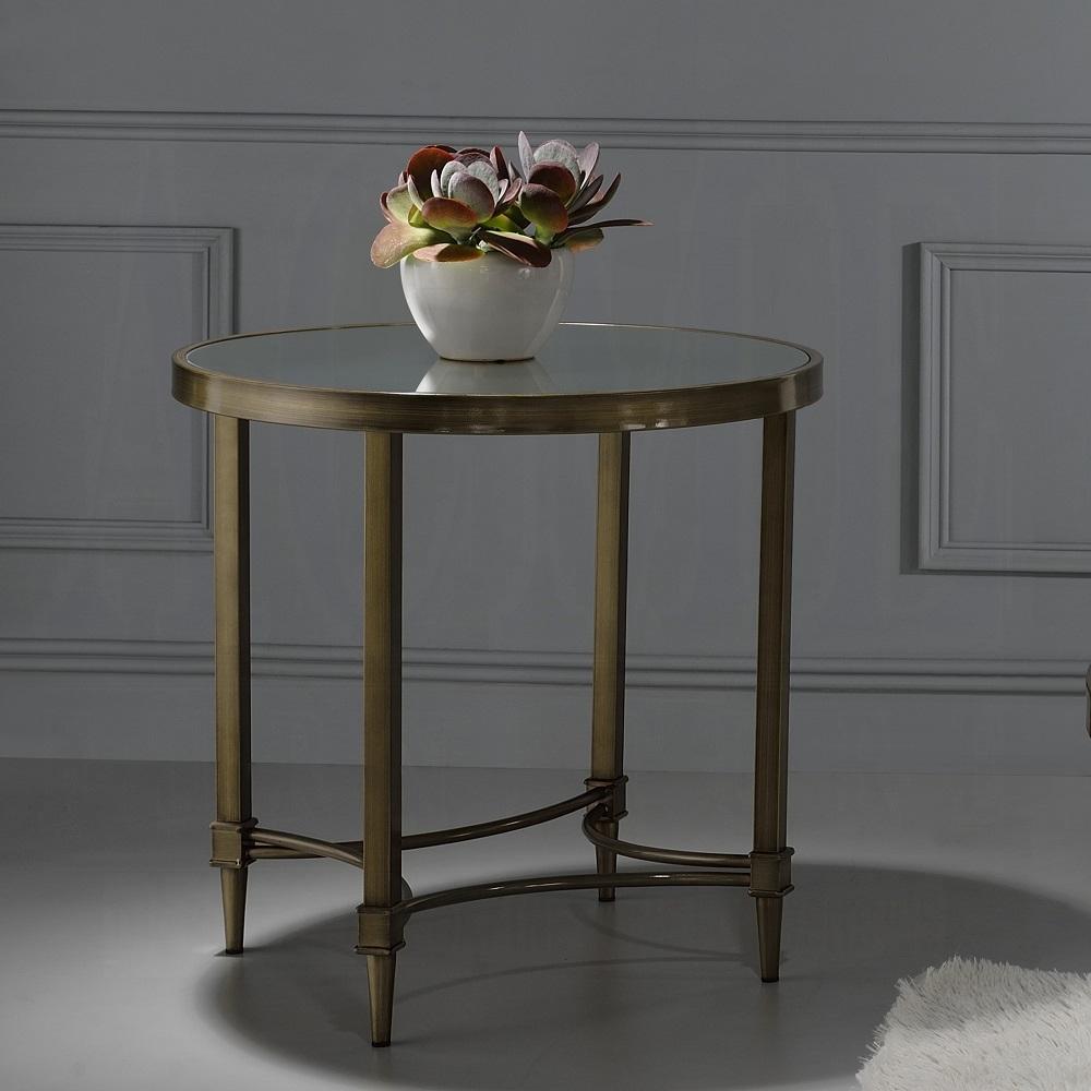 ACME Furniture - Aditya End Table - Mirrored & Antique Brass Finish - LV02736 veiw 4