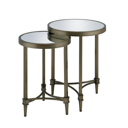 ACME Furniture - Aditya Nesting End Table - Mirror & Antique Brass Finish - LV02596 veiw 2