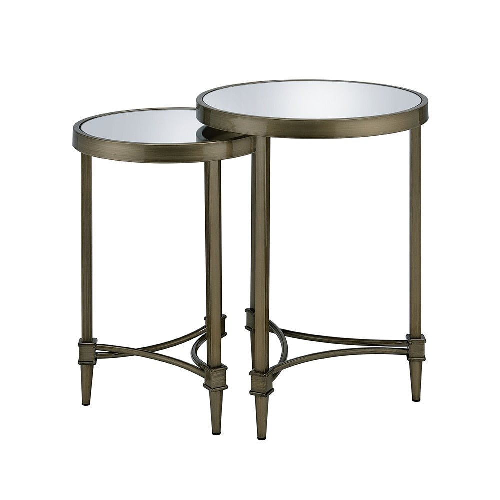ACME Furniture - Aditya Nesting End Table - Mirror & Antique Brass Finish - LV02596 veiw 3