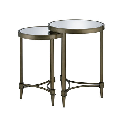 ACME Furniture - Aditya Nesting End Table - Mirror & Antique Brass Finish - LV02596 veiw 3
