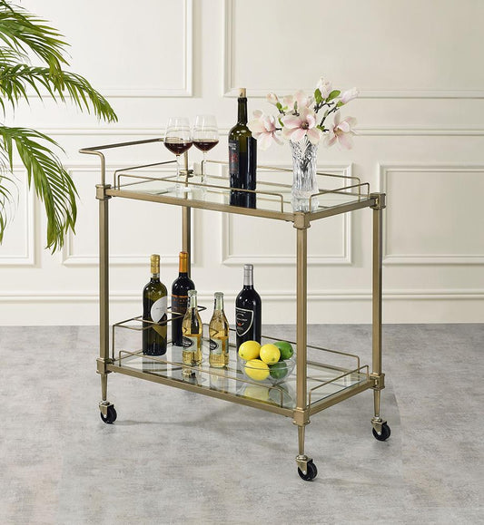 ACME Furniture - Aditya Serving Cart - Mirror & Antique Brass Finish - AC02597 veiw 1