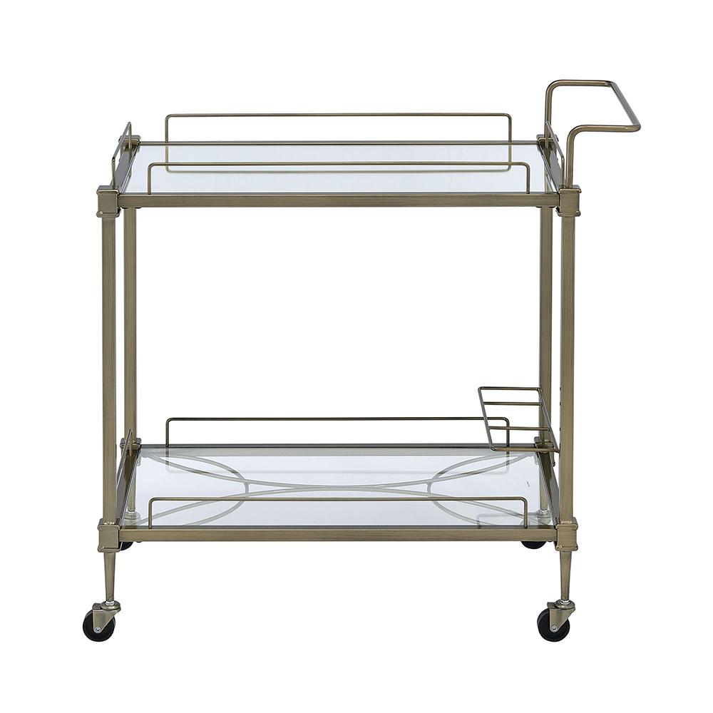 ACME Furniture - Aditya Serving Cart - Mirror & Antique Brass Finish - AC02597 veiw 3