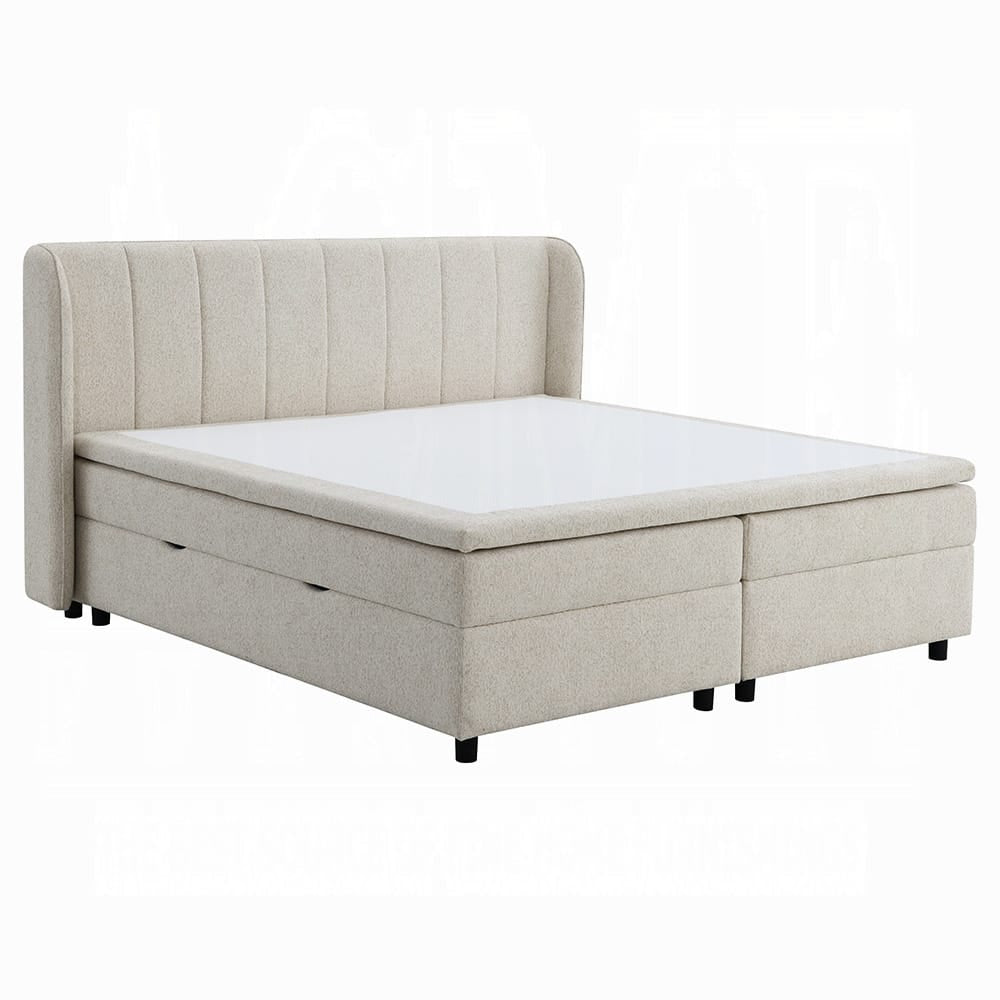 ACME Furniture - Adonia - Queen Bed w/Storage - Beige Chenille  - BD06012Q view 2