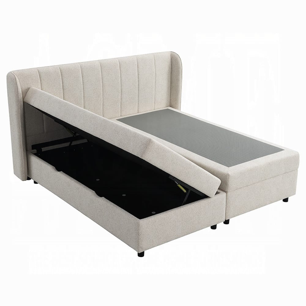 ACME Furniture - Adonia - Queen Bed w/Storage - Beige Chenille  - BD06012Q view 6