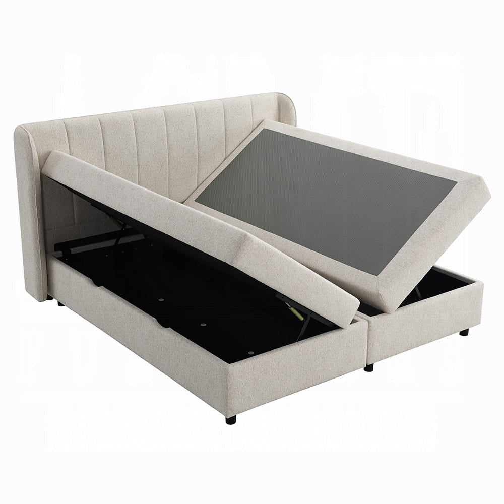 ACME Furniture - Adonia - Queen Bed w/Storage - Beige Chenille  - BD06012Q view 7