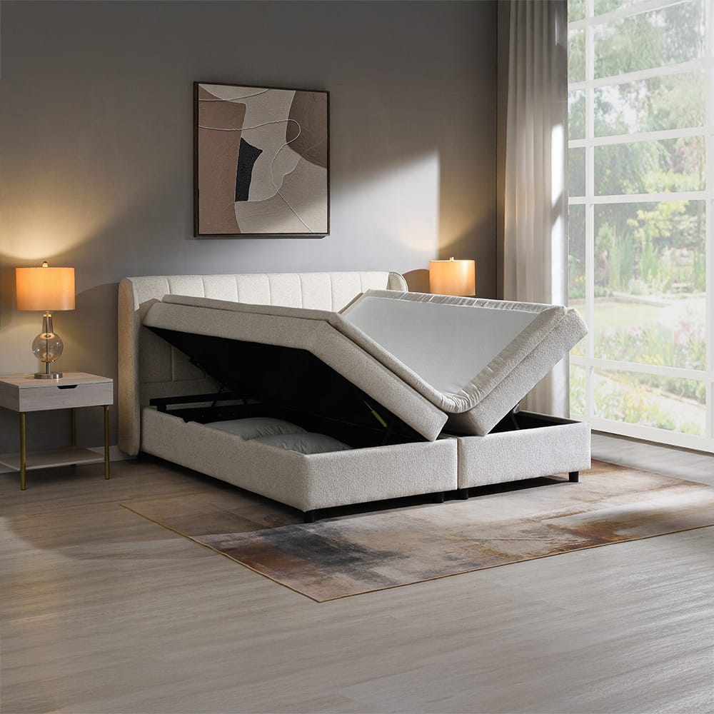 ACME Furniture - Adonia - Queen Bed w/Storage - Beige Chenille  - BD06012Q view 9