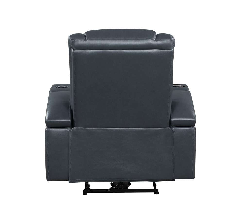 ACME Furniture - Alair Power Motion Recliner w/Bluetooth Speaker & Cooling Cup Holder - Blue & Black Leather Aire - LV02459 veiw 5