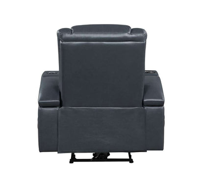 ACME Furniture - Alair Power Motion Recliner w/Bluetooth Speaker & Cooling Cup Holder - Blue & Black Leather Aire - LV02459 veiw 5
