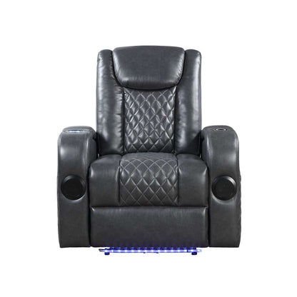 ACME Furniture - Alair Power Motion Recliner w/Bluetooth Speaker & Cooling Cup Holder - Dark Gray Leather Aire - LV02460 veiw 3