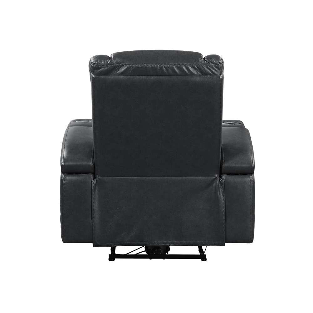ACME Furniture - Alair Power Motion Recliner w/Bluetooth Speaker & Cooling Cup Holder - Dark Gray Leather Aire - LV02460 veiw 5