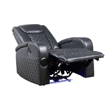 ACME Furniture - Alair Power Motion Recliner w/Bluetooth Speaker & Cooling Cup Holder - Dark Gray Leather Aire - LV02460 veiw 6