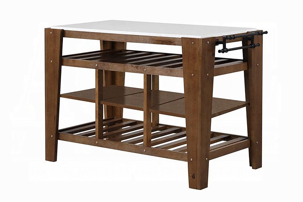 ACME Furniture - Alaroa Kitchen Island - Natural Marble Top & Rustic Brown - AC00396 view 1