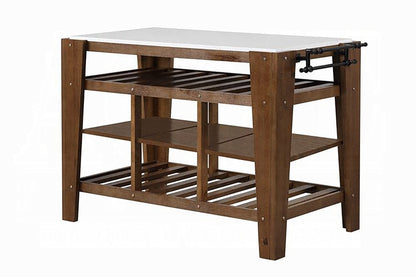 ACME Furniture - Alaroa Kitchen Island - Natural Marble Top & Rustic Brown - AC00396 view 1