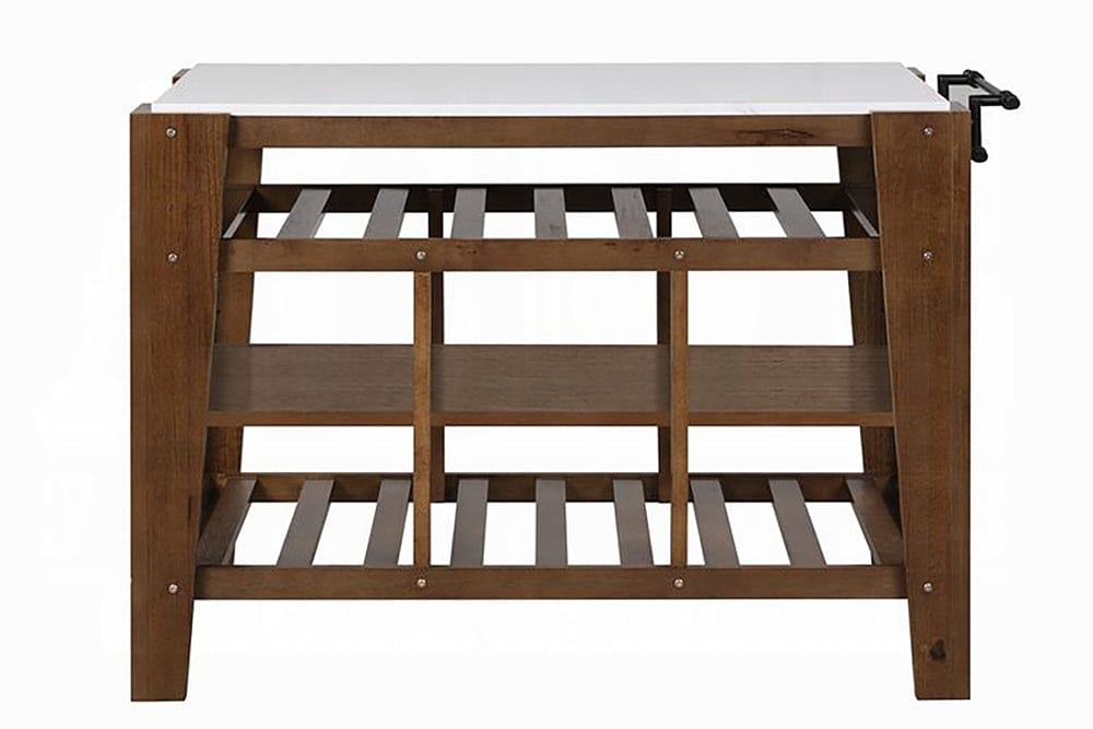 ACME Furniture - Alaroa Kitchen Island - Natural Marble Top & Rustic Brown - AC00396 view 2