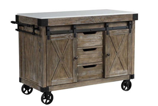 ACME Furniture - Alforvott Kitchen Island - Marble Top & Weathered Gray - AC00185 veiw 1