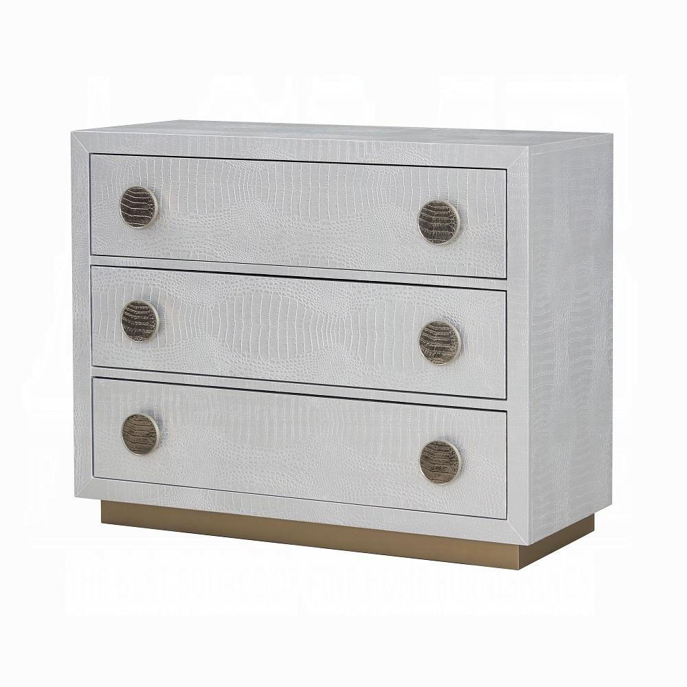 ACME Furniture - Anpu Console Cabinet - Silver Faux Crocodile Skin Finish - AC02505 veiw 1