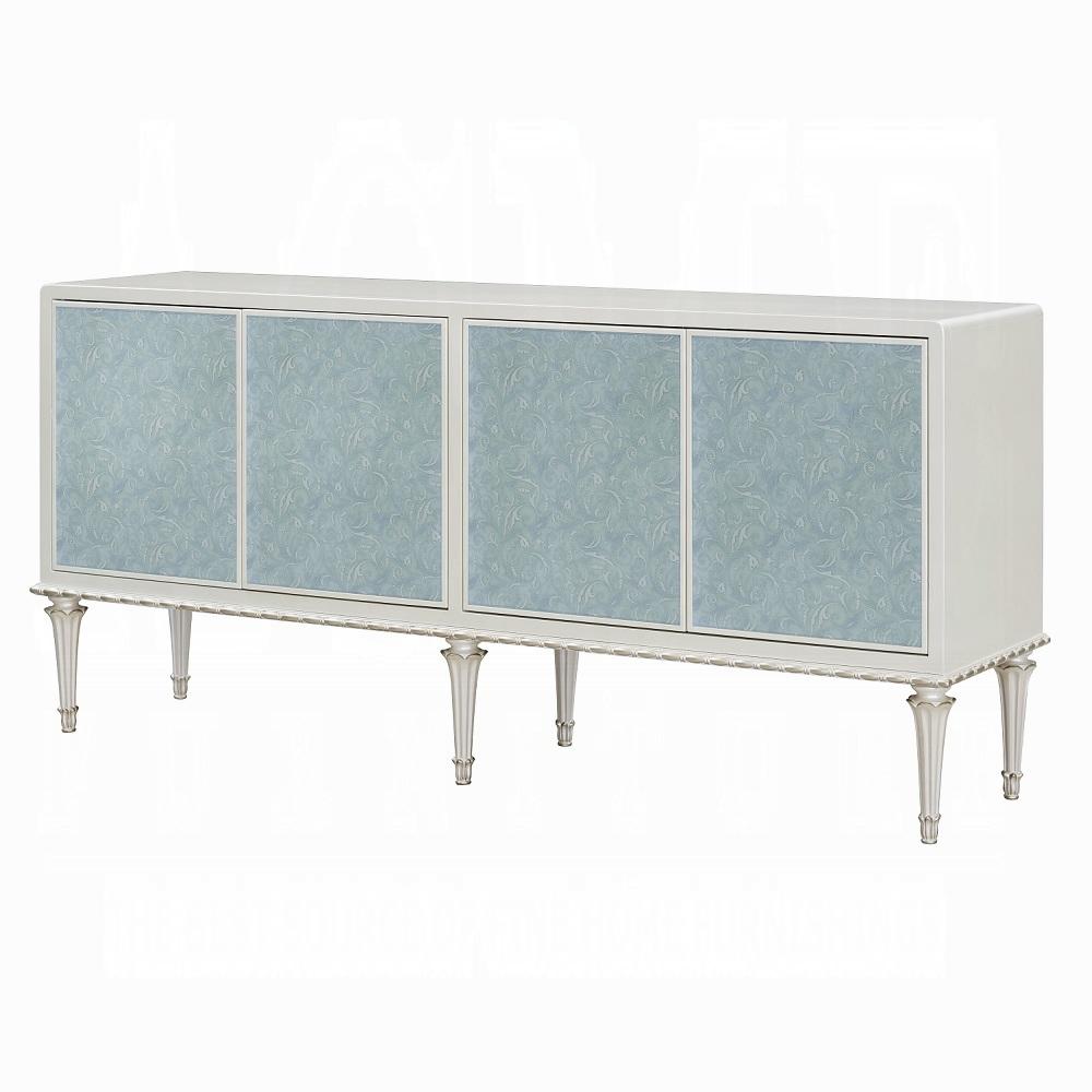 ACME Furniture - Ansaldo Console Cabinet - Pearl White & Silver Shimmer Finish - AC02506 veiw 1