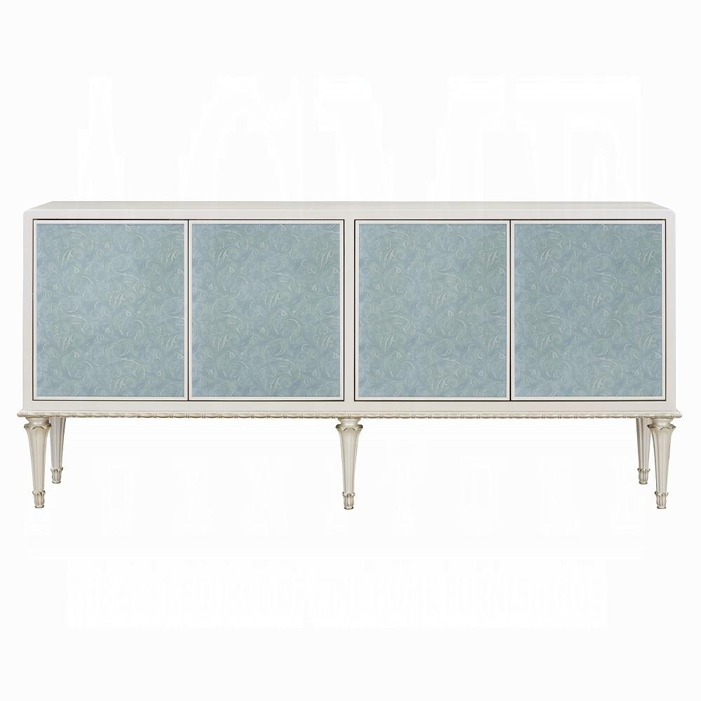 ACME Furniture - Ansaldo Console Cabinet - Pearl White & Silver Shimmer Finish - AC02506 veiw 2