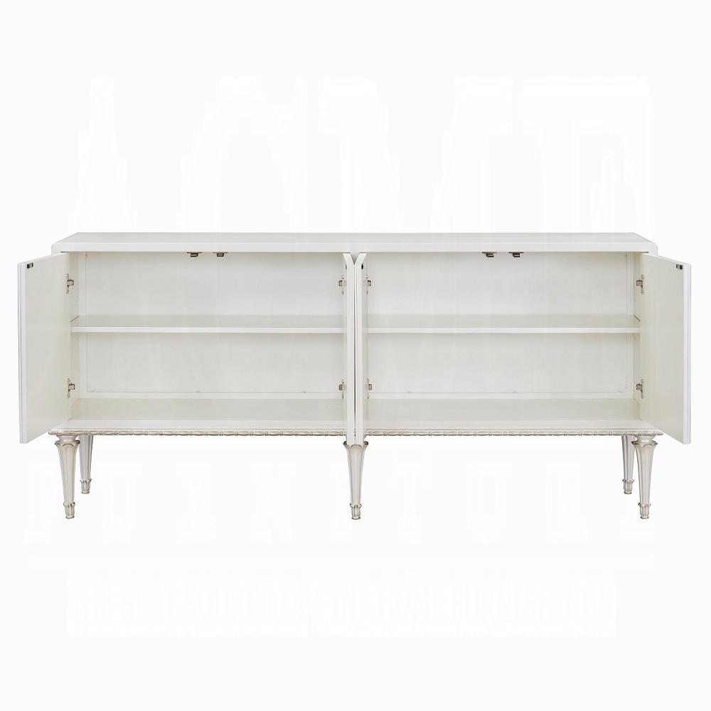 ACME Furniture - Ansaldo Console Cabinet - Pearl White & Silver Shimmer Finish - AC02506 veiw 4
