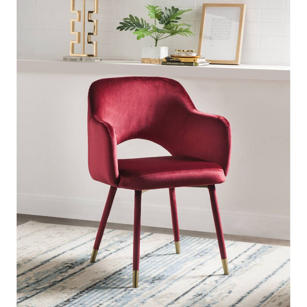 ACME Furniture - Applewood - Accent Chair - Bordeaux-Red Velvet & Gold - 59850 view 5
