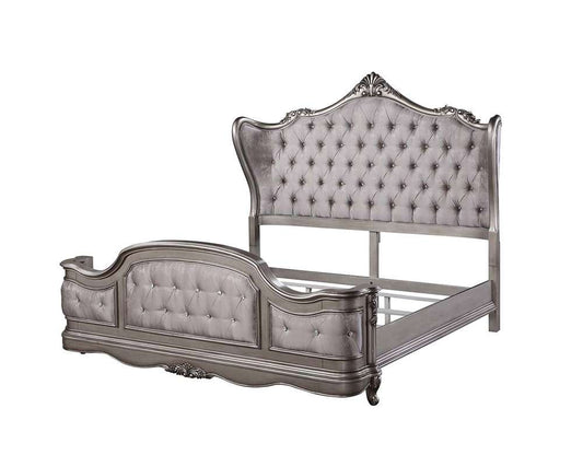 ACME Furniture - Ariadne Eastern King Bed - Velvet & Antique Platinum - BD00602EK view 1