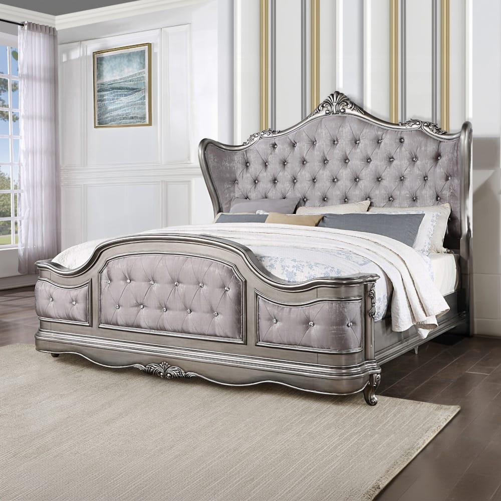 ACME Furniture - Ariadne Queen Bed - Velvet & Antique Platinum - BD00603Q view 6