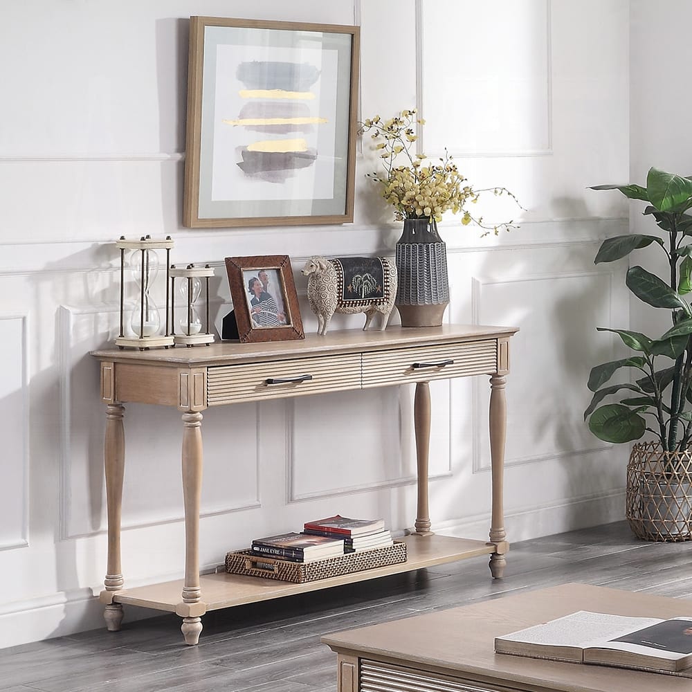 ACME Furniture - Ariolo Sofa Table - Weathered Oak - 83223 view 4