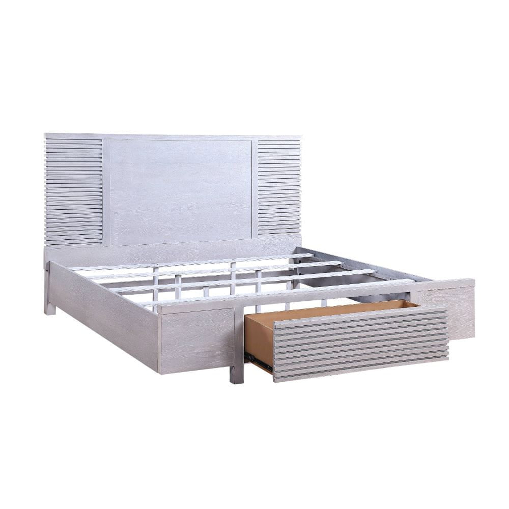ACME Furniture - Aromas - Queen Bed w/Storage - White Oak - 28110Q view 3