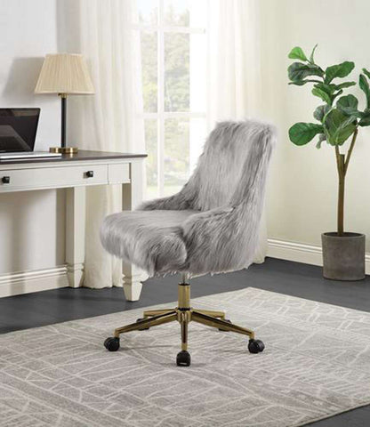ACME Furniture - Arundell II Office Chair - Gray Faux Fur & Gold - OF00123 veiw 2
