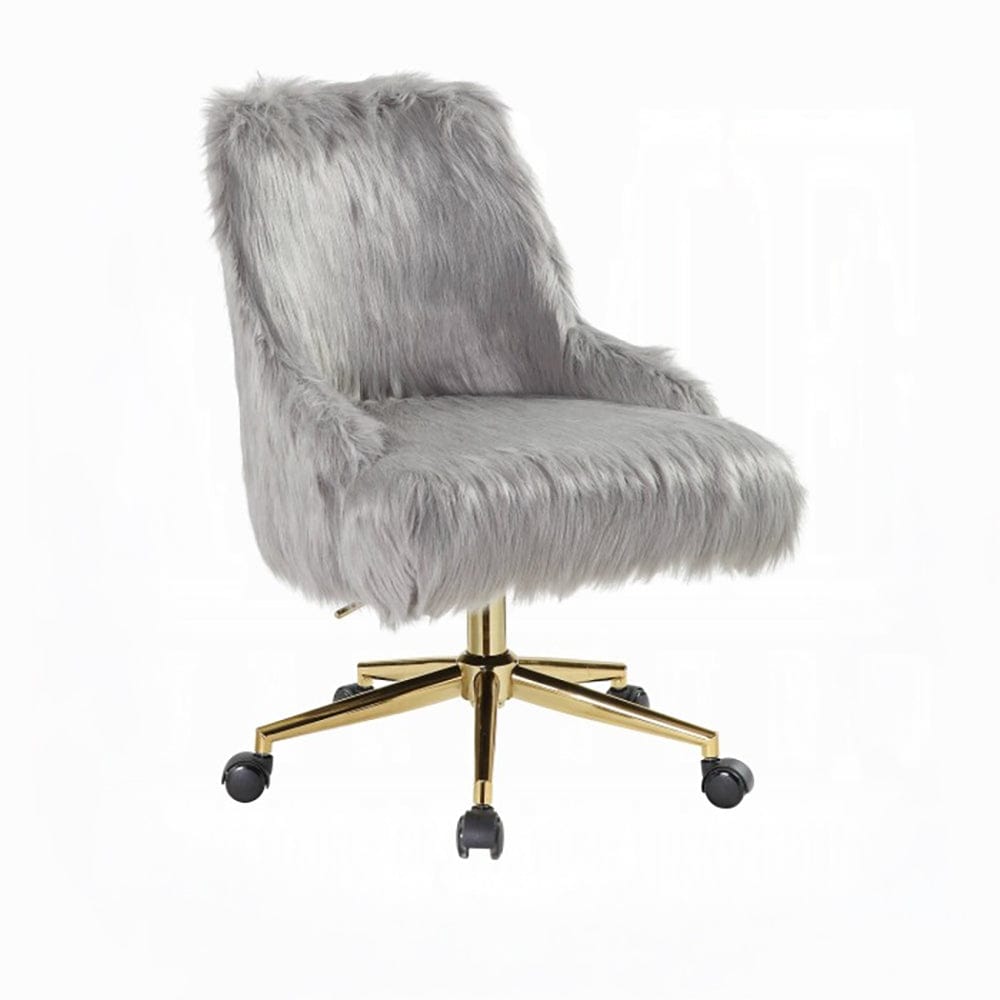 ACME Furniture - Arundell II Office Chair - Gray Faux Fur & Gold - OF00123 view 1