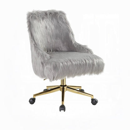 ACME Furniture - Arundell II Office Chair - Gray Faux Fur & Gold - OF00123 view 1
