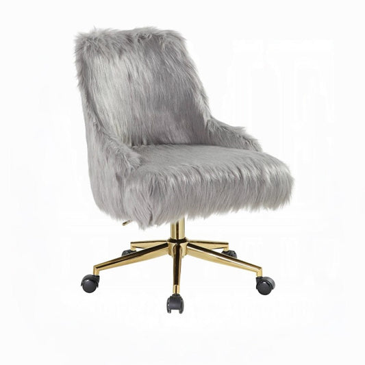 ACME Furniture - Arundell II Office Chair - Gray Faux Fur & Gold - OF00123 view 1