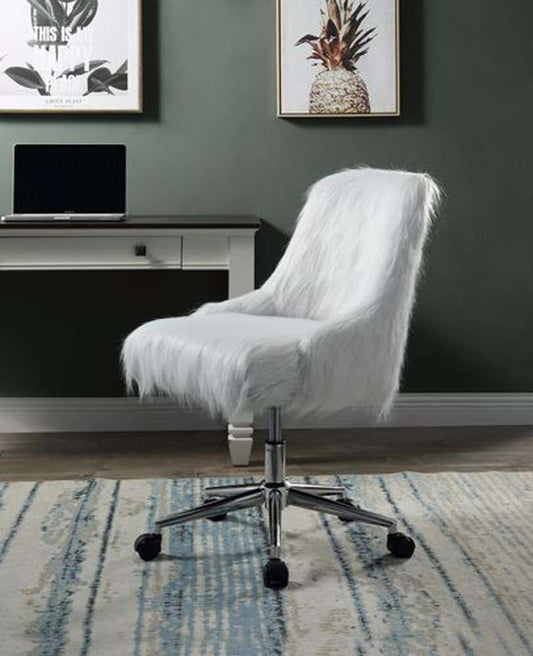 ACME Furniture - Arundell II Office Chair - White Faux Fur & Chrome - OF00122 veiw 1