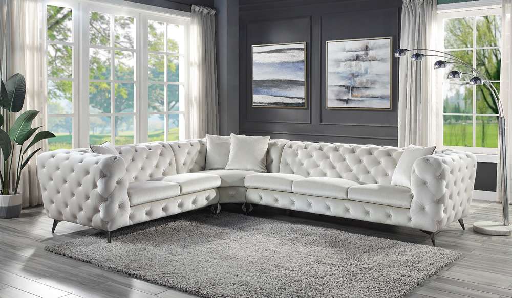 ACME Furniture - Atronia Sectional Sofa w/4 Pillows - Beige - LV01160 veiw 1