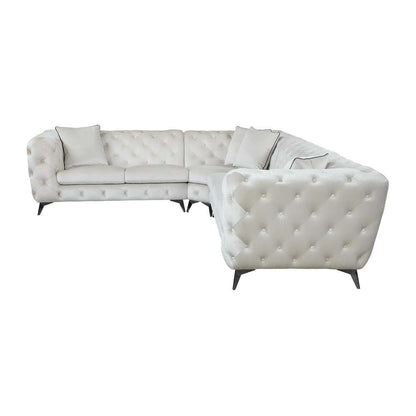 ACME Furniture - Atronia Sectional Sofa w/4 Pillows - Beige - LV01160 veiw 4