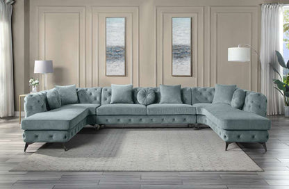 ACME Furniture - Atronia Sectional Sofa w/7 Pillows - Dusty Blue - LV01161 veiw 1