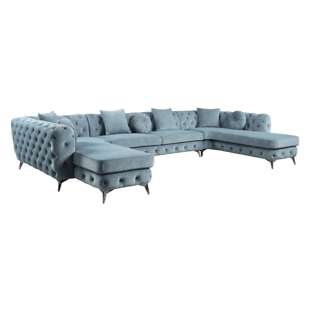 ACME Furniture - Atronia Sectional Sofa w/7 Pillows - Dusty Blue - LV01161 veiw 2