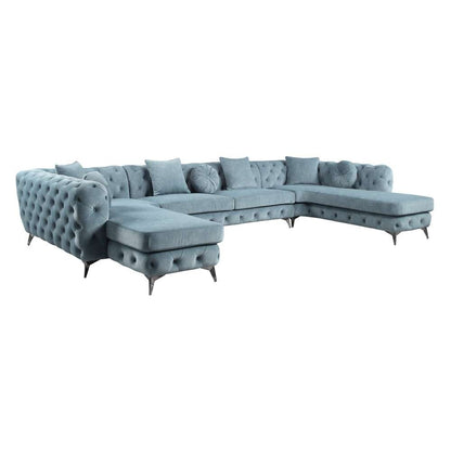 ACME Furniture - Atronia Sectional Sofa w/7 Pillows - Dusty Blue - LV01161 veiw 2