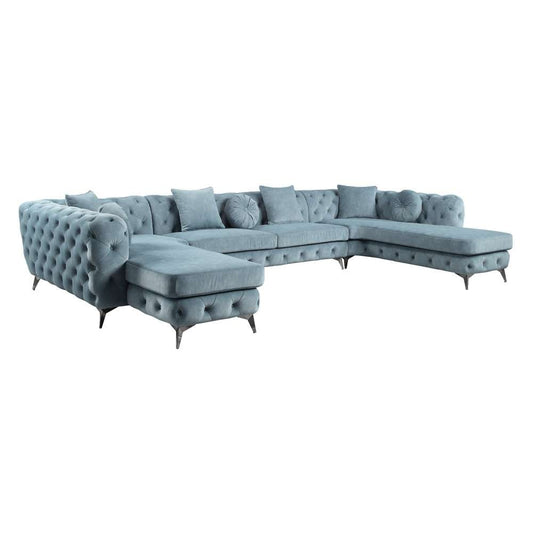 ACME Furniture - Atronia Sectional Sofa w/7 Pillows - Dusty Blue - LV01161 veiw 2