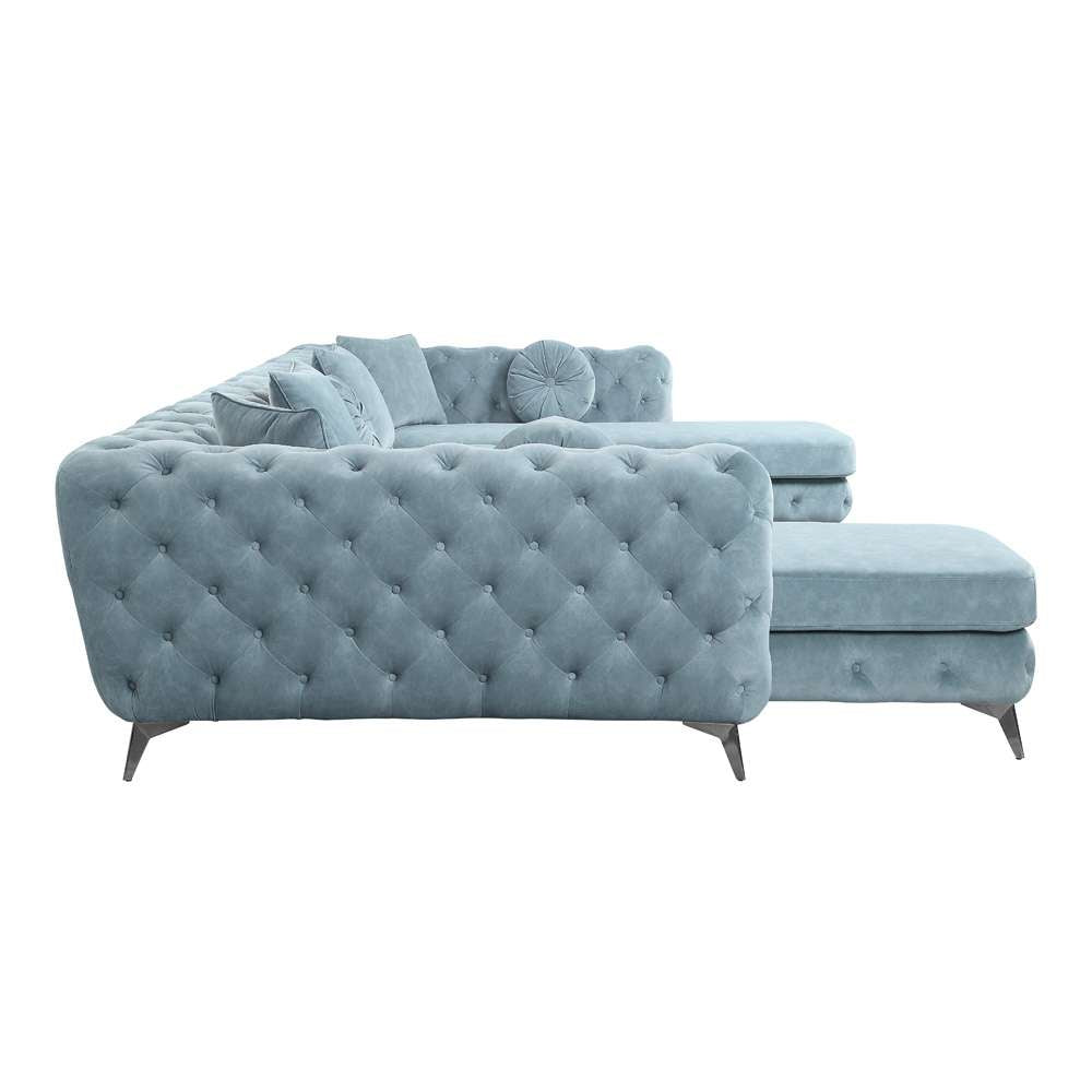 ACME Furniture - Atronia Sectional Sofa w/7 Pillows - Dusty Blue - LV01161 veiw 4