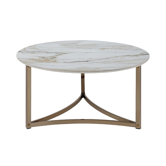 ACME Furniture - Aziz Coffee Table - Sintered Stone Top & Champagne Finish - LV02825 veiw 2