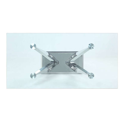 ACME Furniture - Azriel Dining Table w/Pedestal Base - Clear Glass & Mirrored Silver - DN01191 veiw 3