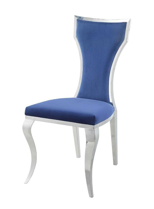 ACME Furniture - Azriel Side Chair (Set of 2) - Blue Velvet & Mirroed Silver - DN01192 veiw 1