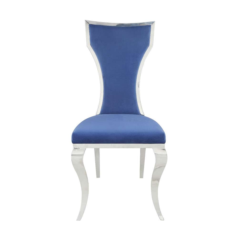 ACME Furniture - Azriel Side Chair (Set of 2) - Blue Velvet & Mirroed Silver - DN01192 veiw 2