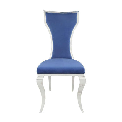 ACME Furniture - Azriel Side Chair (Set of 2) - Blue Velvet & Mirroed Silver - DN01192 veiw 2