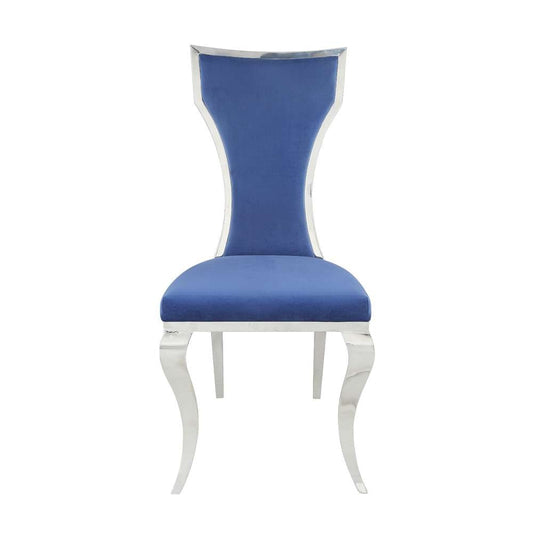 ACME Furniture - Azriel Side Chair (Set of 2) - Blue Velvet & Mirroed Silver - DN01192 veiw 2