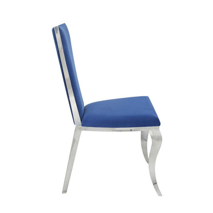 ACME Furniture - Azriel Side Chair (Set of 2) - Blue Velvet & Mirroed Silver - DN01192 veiw 3