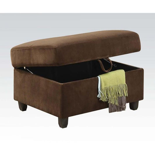 ACME Furniture - Belville Ottoman w/Storage - Chocolate Velvet - 52703 veiw 1