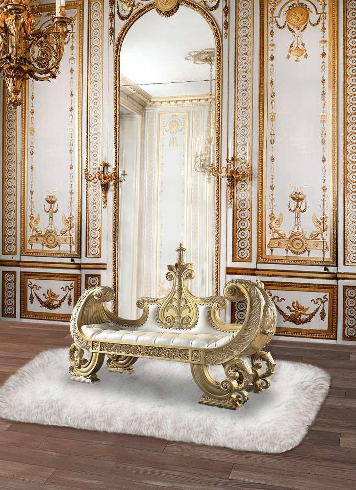 ACME Furniture - Bernadette Bench - White & Gold - BD01480 veiw 1